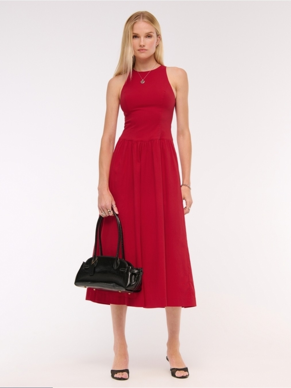 Abercrombie & Fitch Red Sleeveless Midi Dress